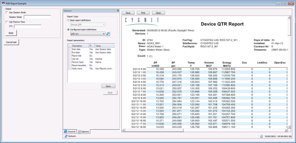 CygNet FMS Report Control